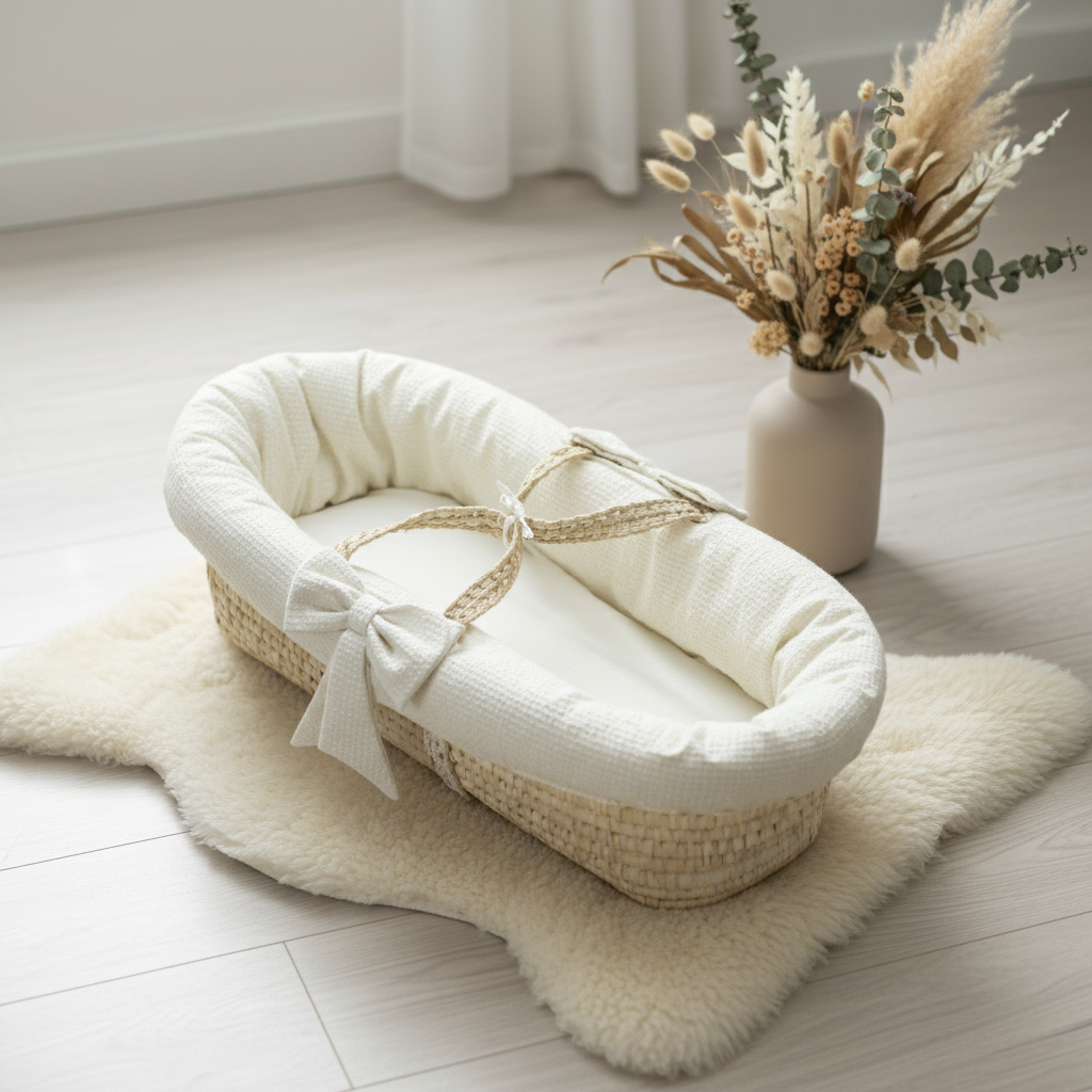 Baby Moses Basket  クーファン ベビークーファン＆リネンセット】MOSES BASKET & BEIGE LINEN SET