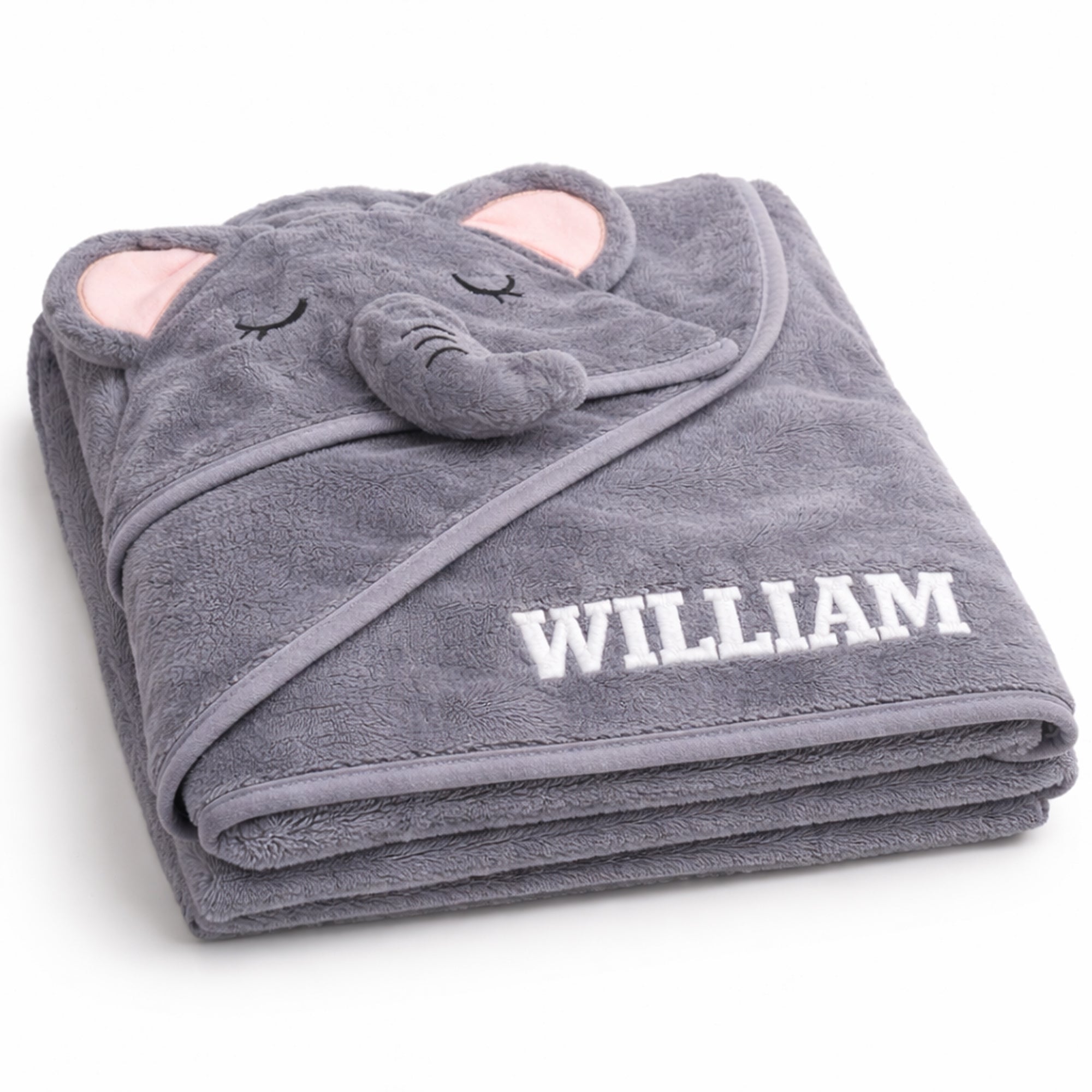Hooded Swaddle Blanket, Bath Towel & Robe - Grey Elephant