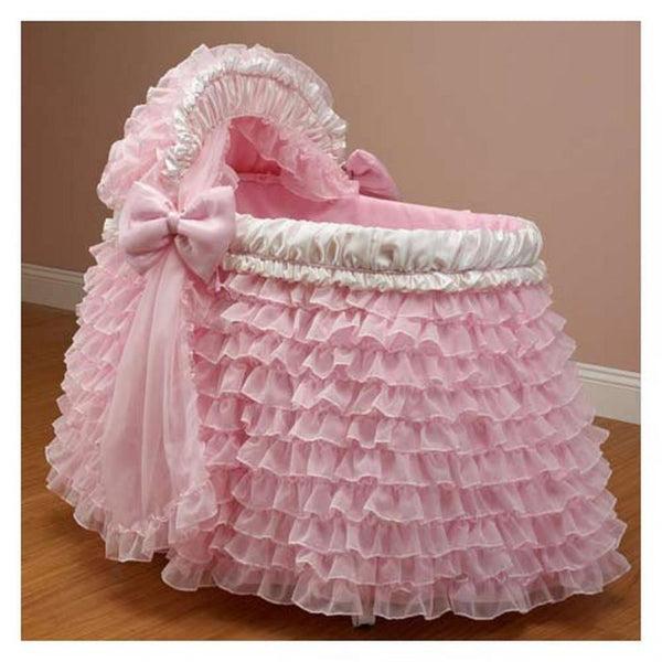 Ruffle Pink Baby Bassinet Bedside Sleeper Set